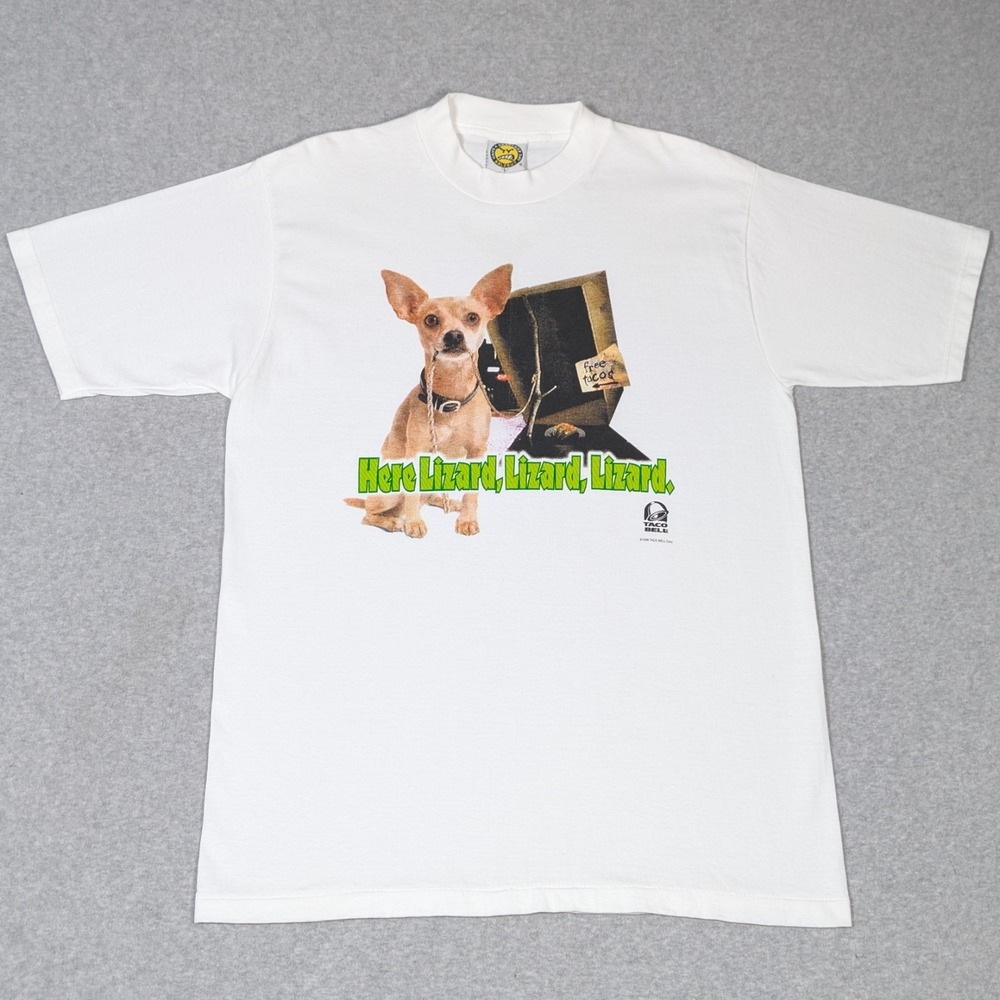Vintage 1998 Taco Bell Chihuahua "Here Lizard" T-Shirt Size Large Balzout